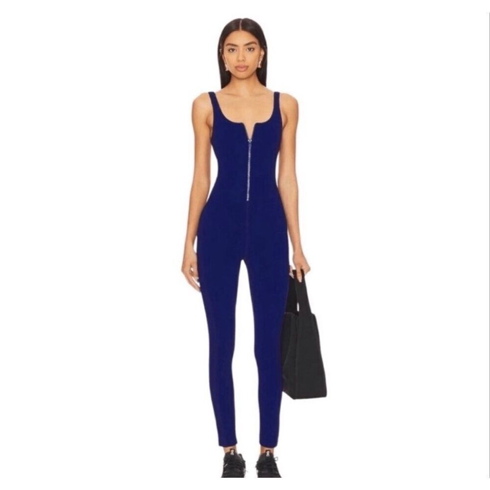 Gigi C Merit Snakeskin Jumpsuit Catsuit Royal Blue Nwt Size Medium